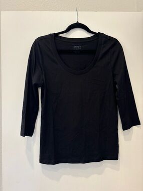 NWOT Pact sustainable organic cotton Women's Black Scoop Neck 3/4 Sleeve Tee